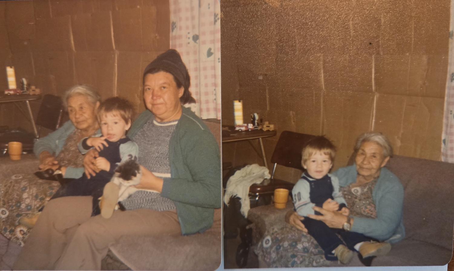 Family photograph, cardboard on the walls